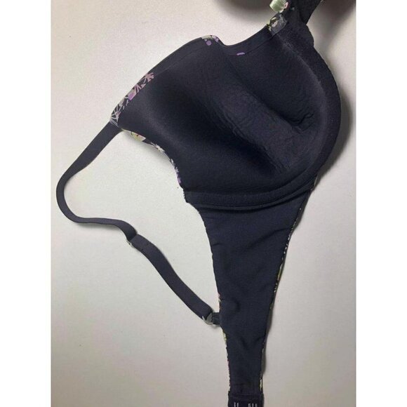 #3457-2 luleh Bra Size 34C Black Floral Padded Underwire Adjustable - Picture 5 of 6